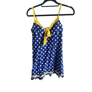 Betsey Johnson Swim Polka Dot Dress Retro Blue & Yellow M
